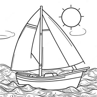 Colorful Lego Sailboat Coloring Page | Lego Boat 塗色頁