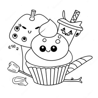 Halloween Cupcake with Spooky Toppings Coloring Page | Halloween Cupcake 塗色頁