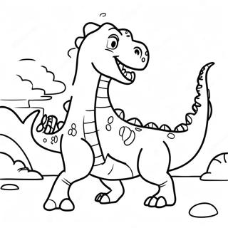 Dinosaur Fighting Scene Coloring Page | Dinosaur Fighting 塗色頁