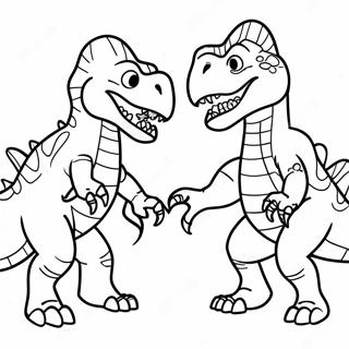 Ferocious T-Rex vs. Triceratops Coloring Page | Dinosaur Fighting 塗色頁