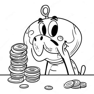 Mr Krabs Counting Money Coloring Page | Mr Krabs 塗色頁