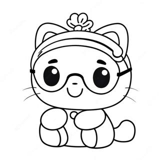 Cute Hello Kitty with Sunglasses Coloring Page | Hello Kitty Y2K 塗色頁