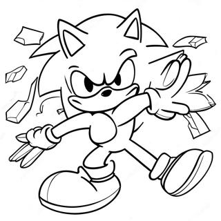 Sonic the Hedgehog Battling Enemies Coloring Page | Sonic with a Sword 塗色頁