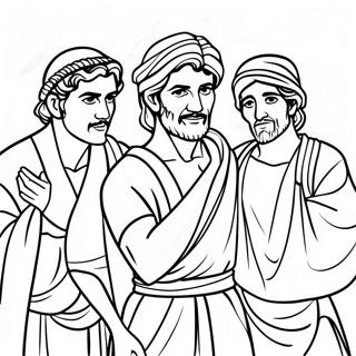 Colorful Joseph with His Brothers Coloring Page | Joseph and His Brothers 塗色頁