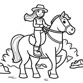 Adventurous Girl on Horseback Coloring Page | Horseback Riding Girl 塗色頁