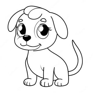 Cute Anime Dog with Big Eyes Coloring Page