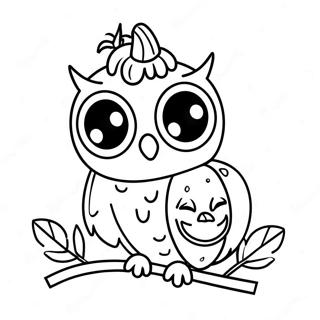 Cute Halloween Owl with Pumpkin Coloring Page | Halloween Owl 塗色頁