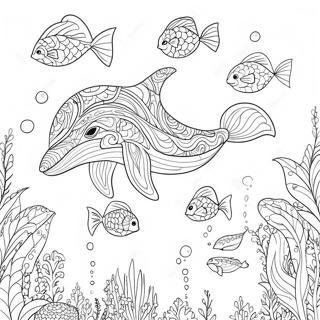 Majestic Whale Swimming Coloring Page | Whale for Adults 塗色頁