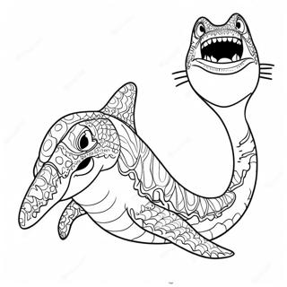 Mosasaurus Megalodon Coloring Page | Mosasaurus Megalodon 塗色頁