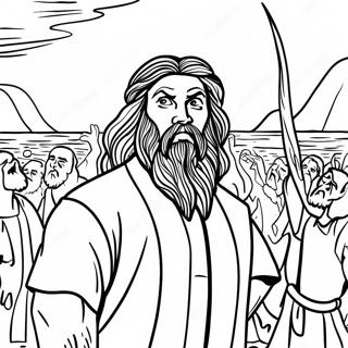 Moses Parting the Red Sea Coloring Page | Moses and Pharaoh 塗色頁