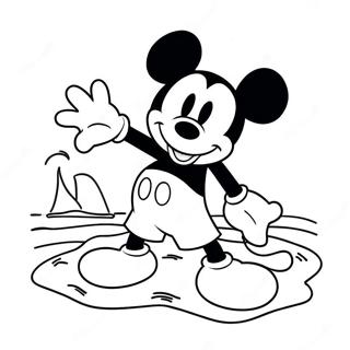 Mickey Mouse Beach Fun Coloring Page | Disney Summer 塗色頁