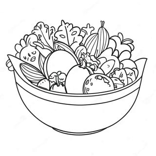 Colorful Salad Bowl Coloring Page | Salad 塗色頁