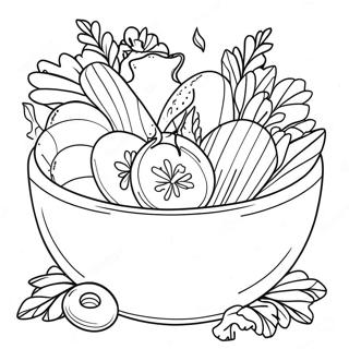 Fresh Garden Salad Coloring Page | Salad 塗色頁
