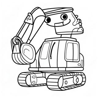 Cute Excavator with a Big Smile Coloring Page | Excavator 塗色頁