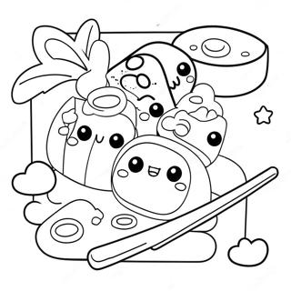 Cute Kawaii Sushi Coloring Page | Food Kawaii 塗色頁