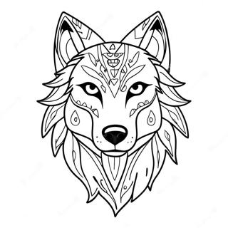Spirit Wolf with Glowing Eyes Coloring Page | Spirit Wolf: Mythical Magic Winged Wolf 塗色頁