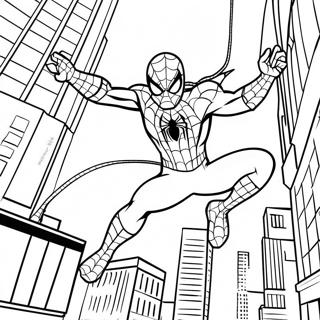 Spider Man Swinging Through the City Coloring Page | Spider Man No Way Home 塗色頁