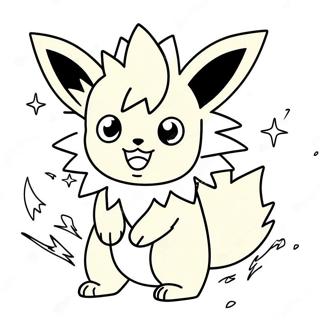 Cute Jolteon with Sparkling Electricity Coloring Page | Jolteon 塗色頁