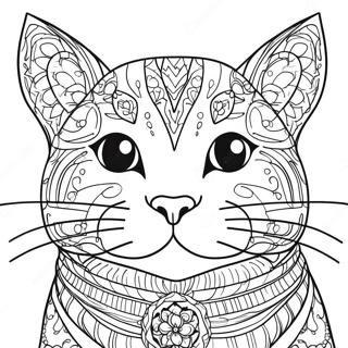 Realistic Cat Portrait Coloring Page
