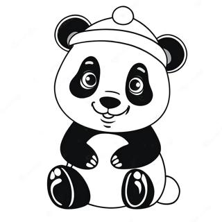 Cute Christmas Panda with Santa Hat Coloring Page | Christmas Panda 塗色頁