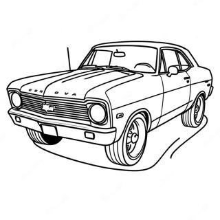 Chevy Nova Classic Car Coloring Page | Chevy Nova 塗色頁