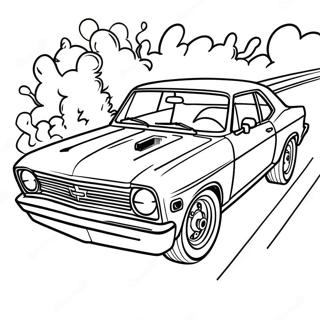 Chevy Nova Racing Action Coloring Page | Chevy Nova 塗色頁