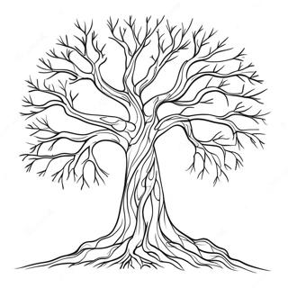 Bare Tree with Twisting Branches Coloring Page | Bare Tree 塗色頁
