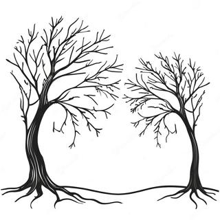 Bare Tree Silhouette Coloring Page | Bare Tree 塗色頁