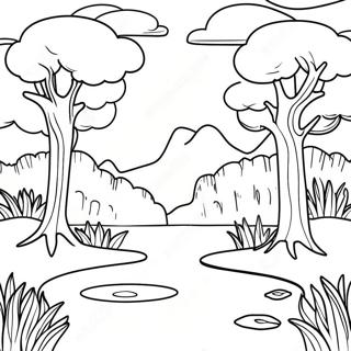 Dreamlike Landscape Coloring Page | Surrealism 塗色頁