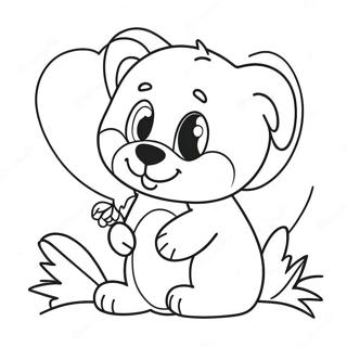 Cute Valentine's Day Animals Coloring Page
