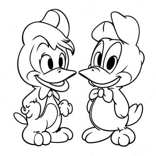 Donald and Daisy Duck Coloring Page | Donald and Daisy Duck 塗色頁