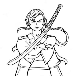Muichiro with Sword Coloring Page | Muichiro 塗色頁