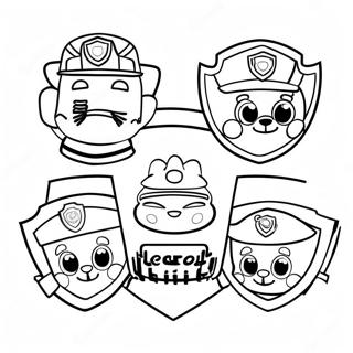 Colorful Paw Patrol Badges Coloring Page | Paw Patrol Badges 塗色頁