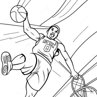 New York Knicks Player Dunking Coloring Page | Knicks 塗色頁