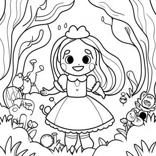 Psychedelic Alice in Wonderland Coloring Page