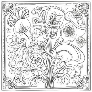 Art Nouveau Floral Patterns Coloring Page