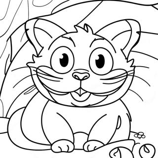 Colorful Cheshire Cat in Wonderland Coloring Page