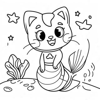 Mermaid Cat Underwater Adventure Coloring Page