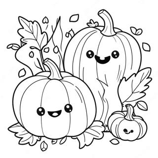 Happy Pumpkin Family Coloring Page