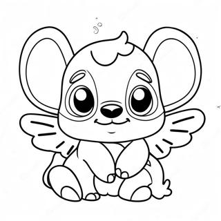 Cute Stitch and Angel Coloring Page | Stitch and Angel 塗色頁