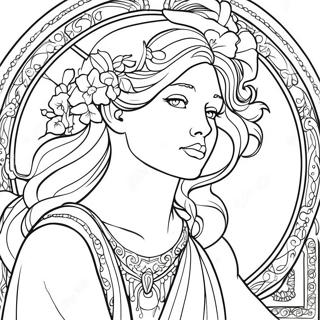 Alphonse Mucha Coloring Page | Alphonse Mucha 塗色頁