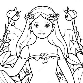 Flora in Enchanted Garden Coloring Page