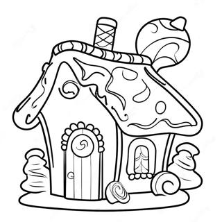Festive Gingerbread House with Candy Decorations Coloring Page | Christmas Gingerbread House 塗色頁