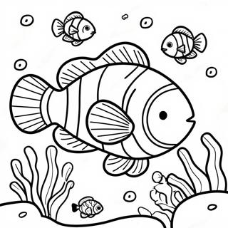 Colorful Clownfish Swimming in Coral Reef Coloring Page | Clownfish 塗色頁