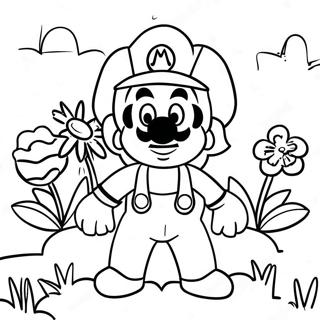 Colorful Mario Flower Garden Coloring Page | Mario Flower 塗色頁
