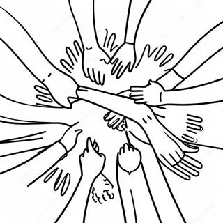 Diverse Citizens Holding Hands Coloring Page | Citizenship 塗色頁