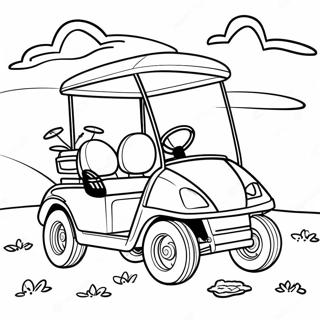 Fun Golf Cart on the Course Coloring Page | Golf Cart 塗色頁