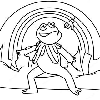 Kermit Singing in a Rainbow Coloring Page | Kermit 塗色頁