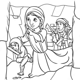 Courageous Rahab Hiding Spies Coloring Page | Rahab and the Spies 塗色頁