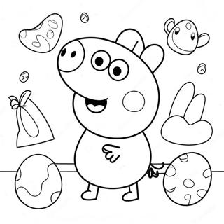 Peppa Pig with Colorful Easter Eggs Coloring Page | Peppa Pig Easter 塗色頁